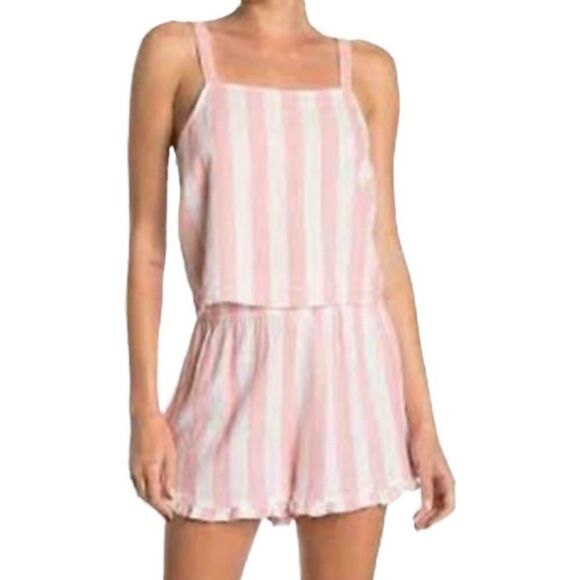 Abound Peach / Pink and White Vertical Striped Cropped Tank Size Small - Picture 2 of 11